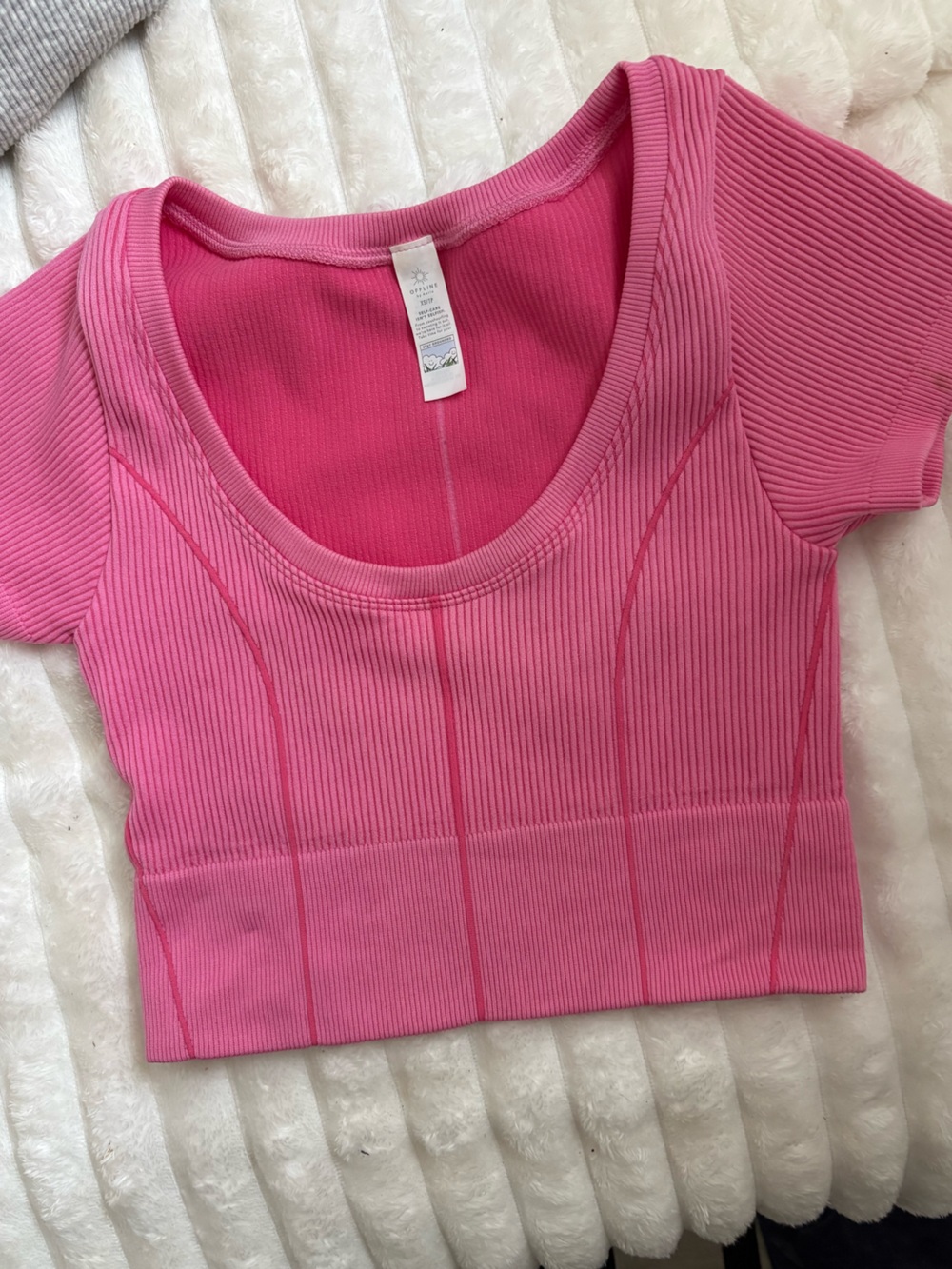 aerie Hot Pink Ribbed Scoop Crop Top
